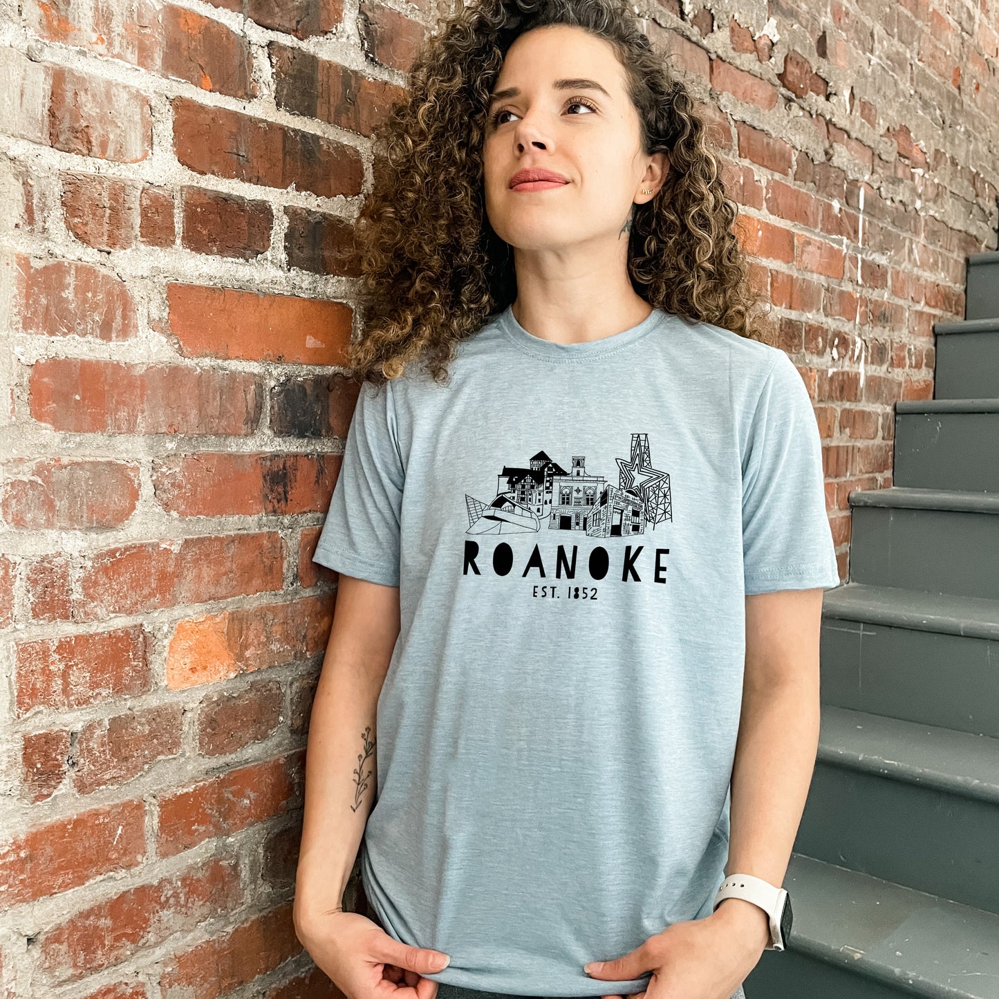 Roanoke, Virginia (VA) - Men's / Unisex Tee - Stonewash Blue or Sage