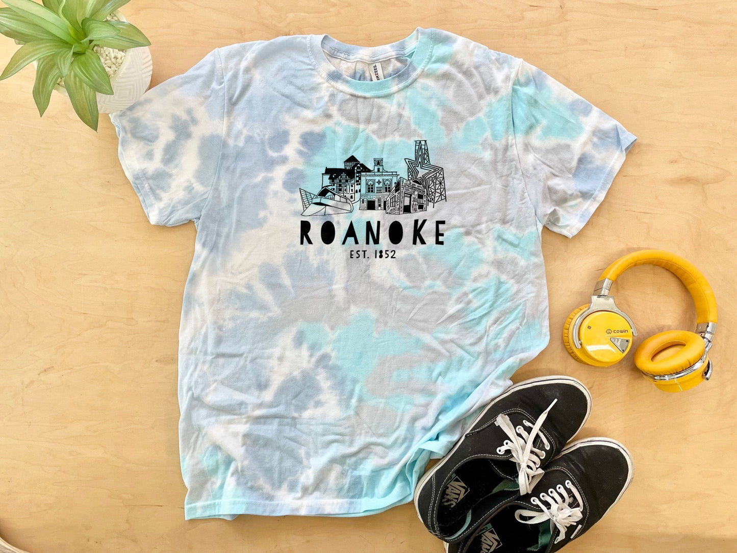 Roanoke, Virginia (VA) - Mens/Unisex Tie Dye Tee - Blue