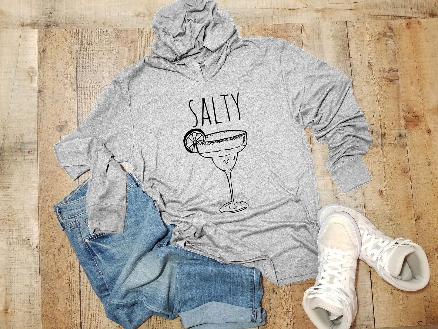Salty (Margarita) - Unisex T-Shirt Hoodie - Heather Gray