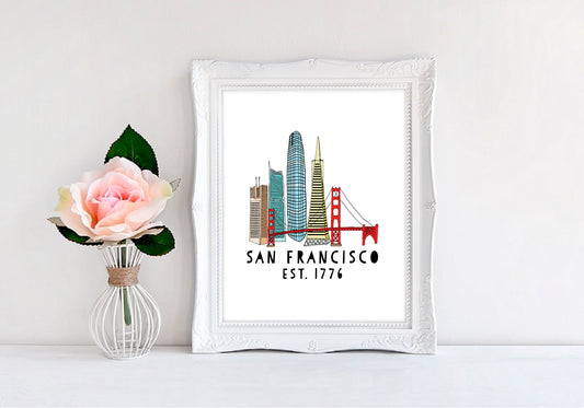 San Francisco Skyline - 8"x10" Wall Print - MoonlightMakers