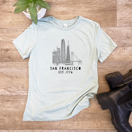 San Francisco Skyline - Women's Crew Tee - Olive or Dusty Blue