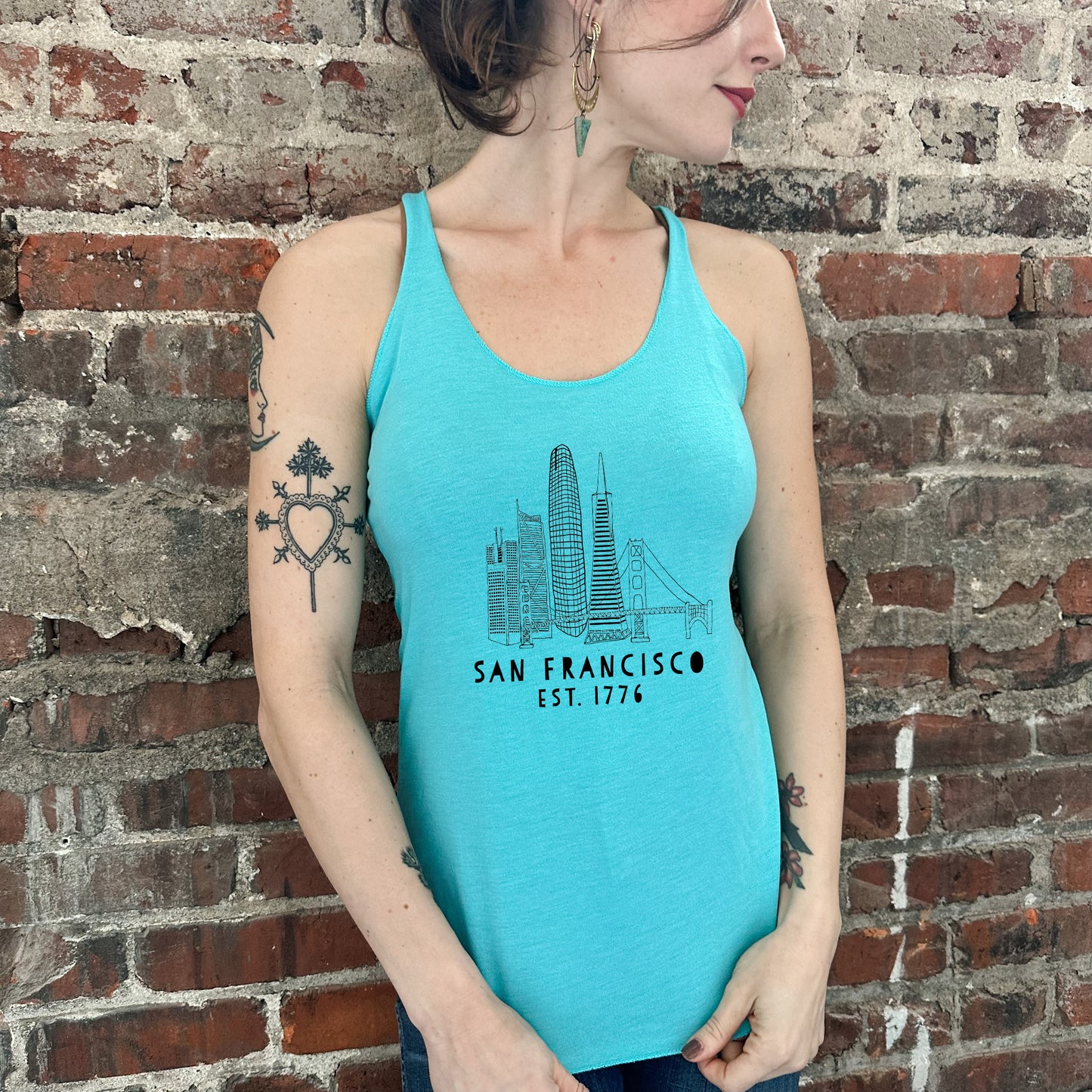 San Francisco Skyline - Women's Tank - Heather Gray, Tahiti, or Envy