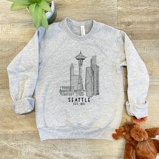 Seattle Skyline - Kid's Sweatshirt - Heather Gray or Mauve