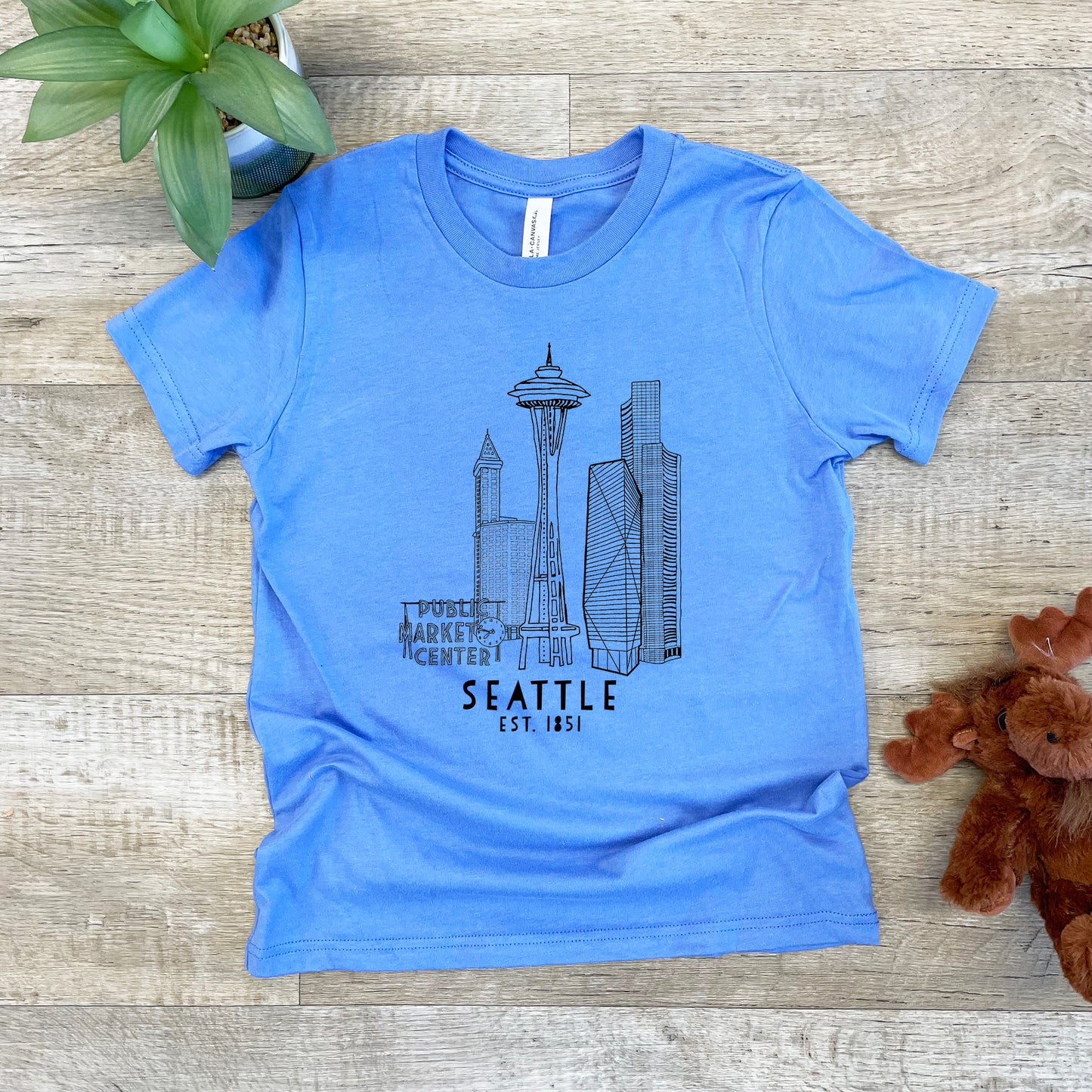 Seattle Skyline - Kid's Tee - Columbia Blue or Lavender