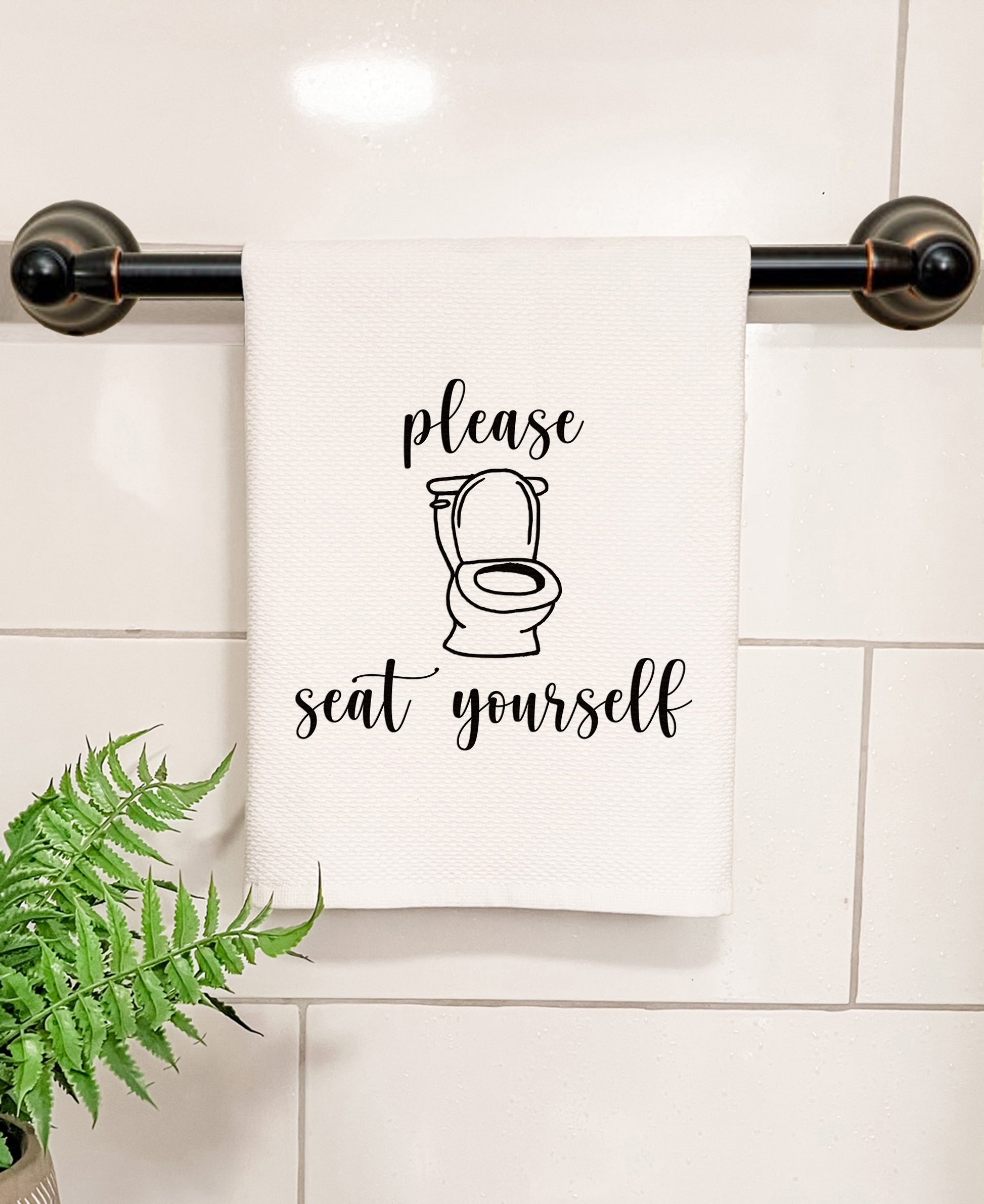 Please Seat Yourself - Kitchen/Bathroom Hand Towel (Waffle Weave) - MoonlightMakers