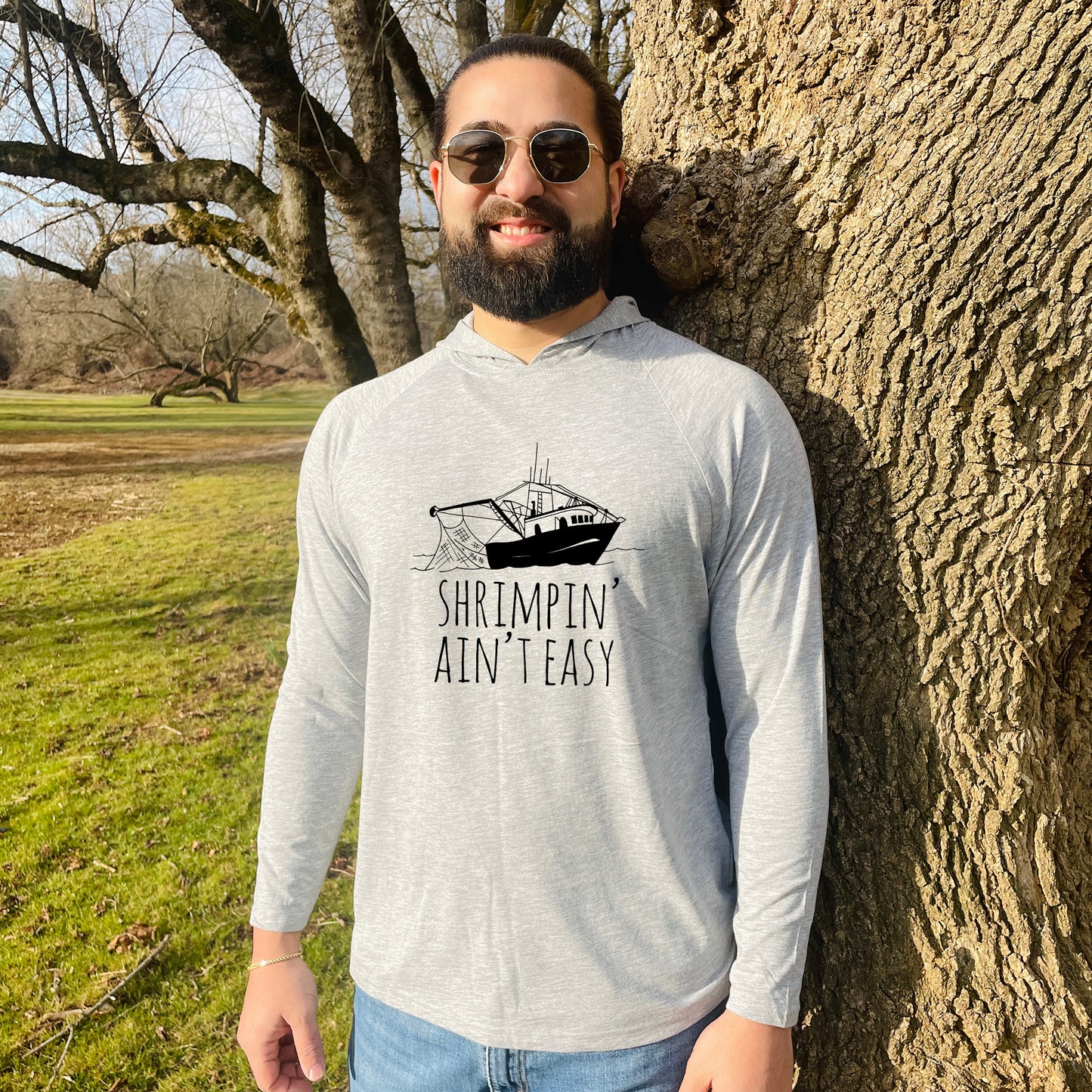 Shrimpin' Ain't Easy - Unisex T-Shirt Hoodie - Heather Gray