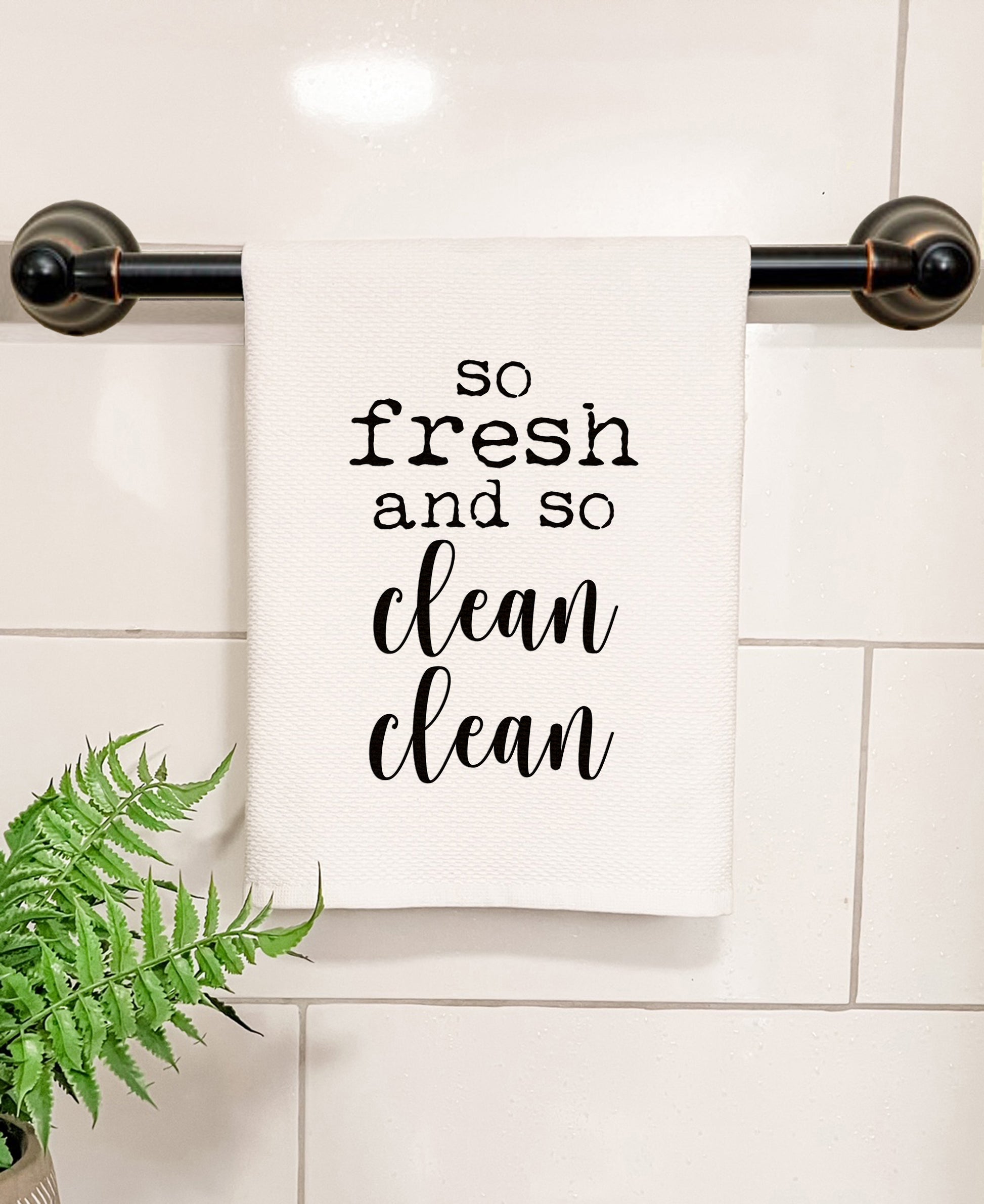 So Fresh And So Clean Clean - Kitchen/Bathroom Hand Towel (Waffle Weave) - MoonlightMakers