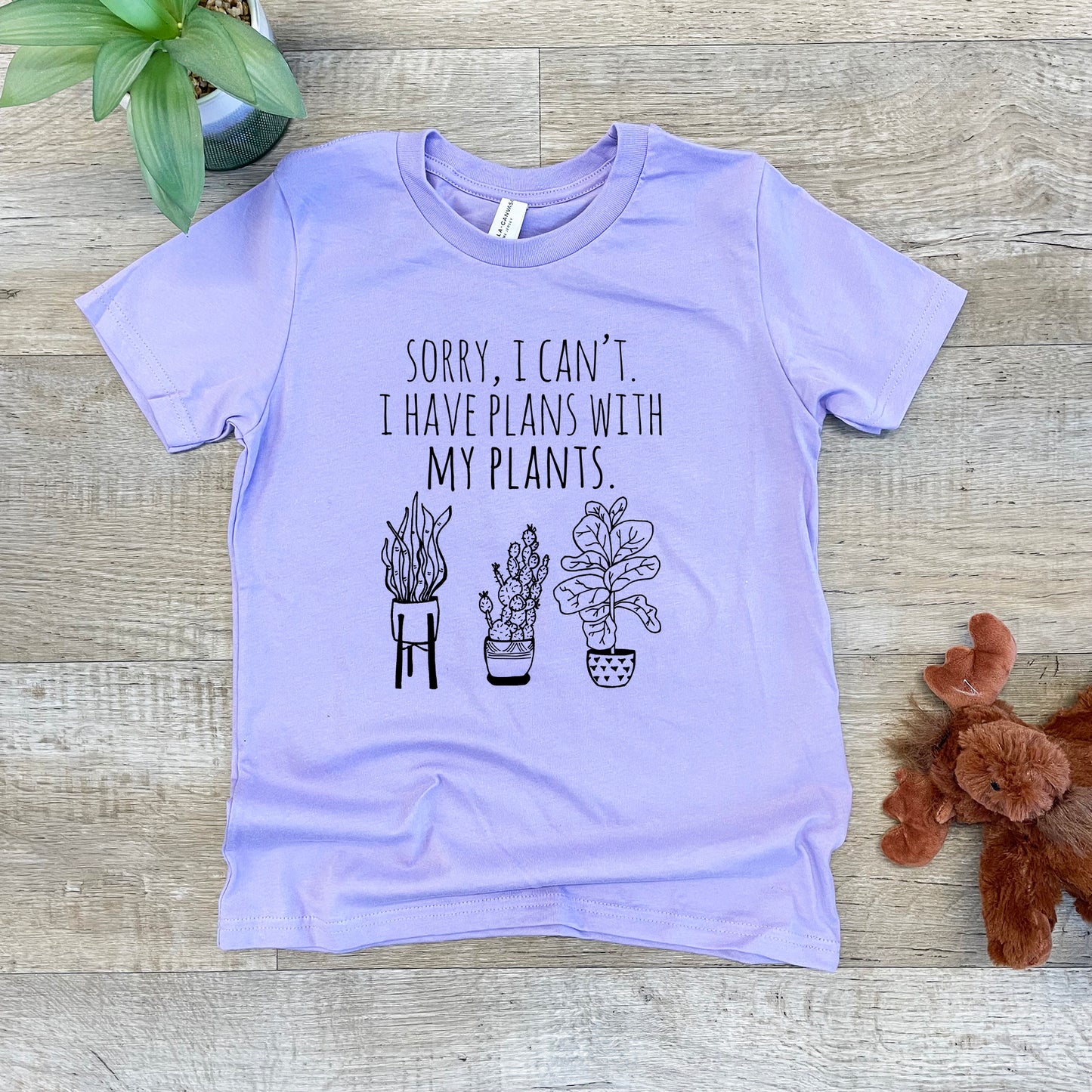 Sorry, I Can't. I Have Plans With My Plants - Kid's Tee - Columbia Blue or Lavender