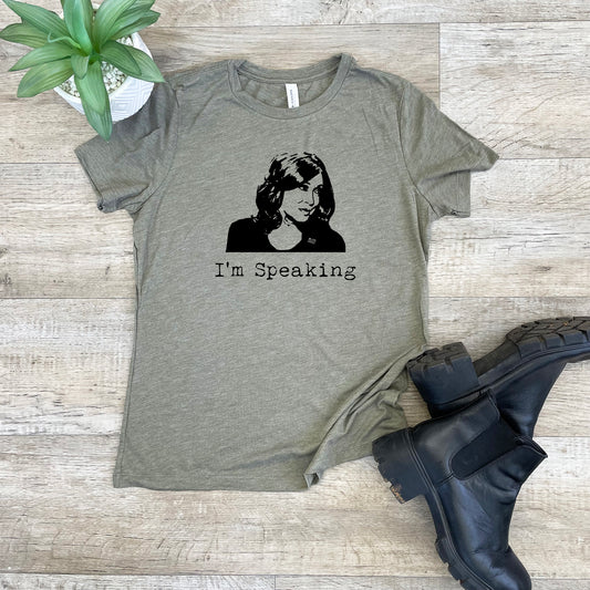 I'm Speaking (Kamala Harris) - Women's Crew Tee - Olive or Dusty Blue