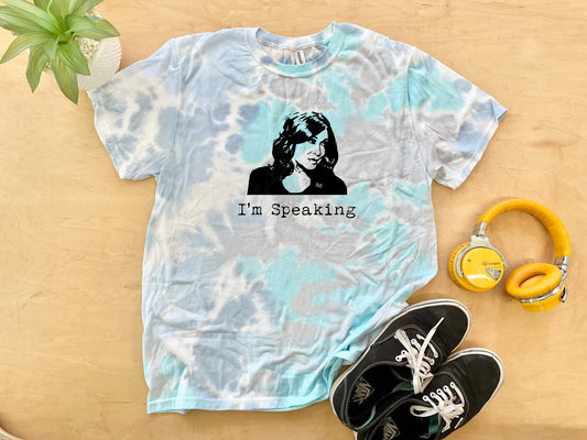I'm Speaking (Kamala Harris) - Mens/Unisex Tie Dye Tee - Blue
