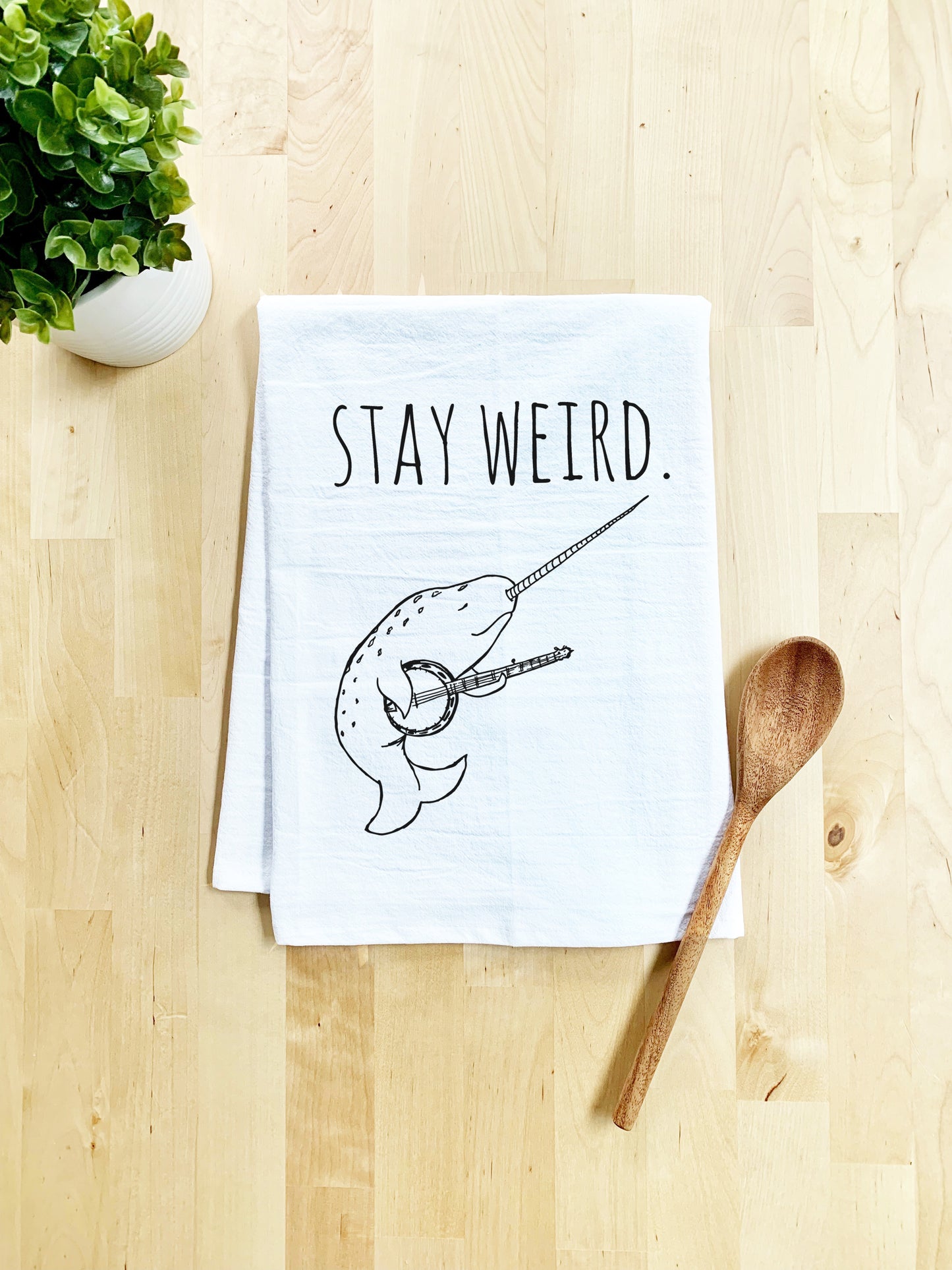 Stay Weird (Narwhal) Dish Towel - White Or Gray - MoonlightMakers