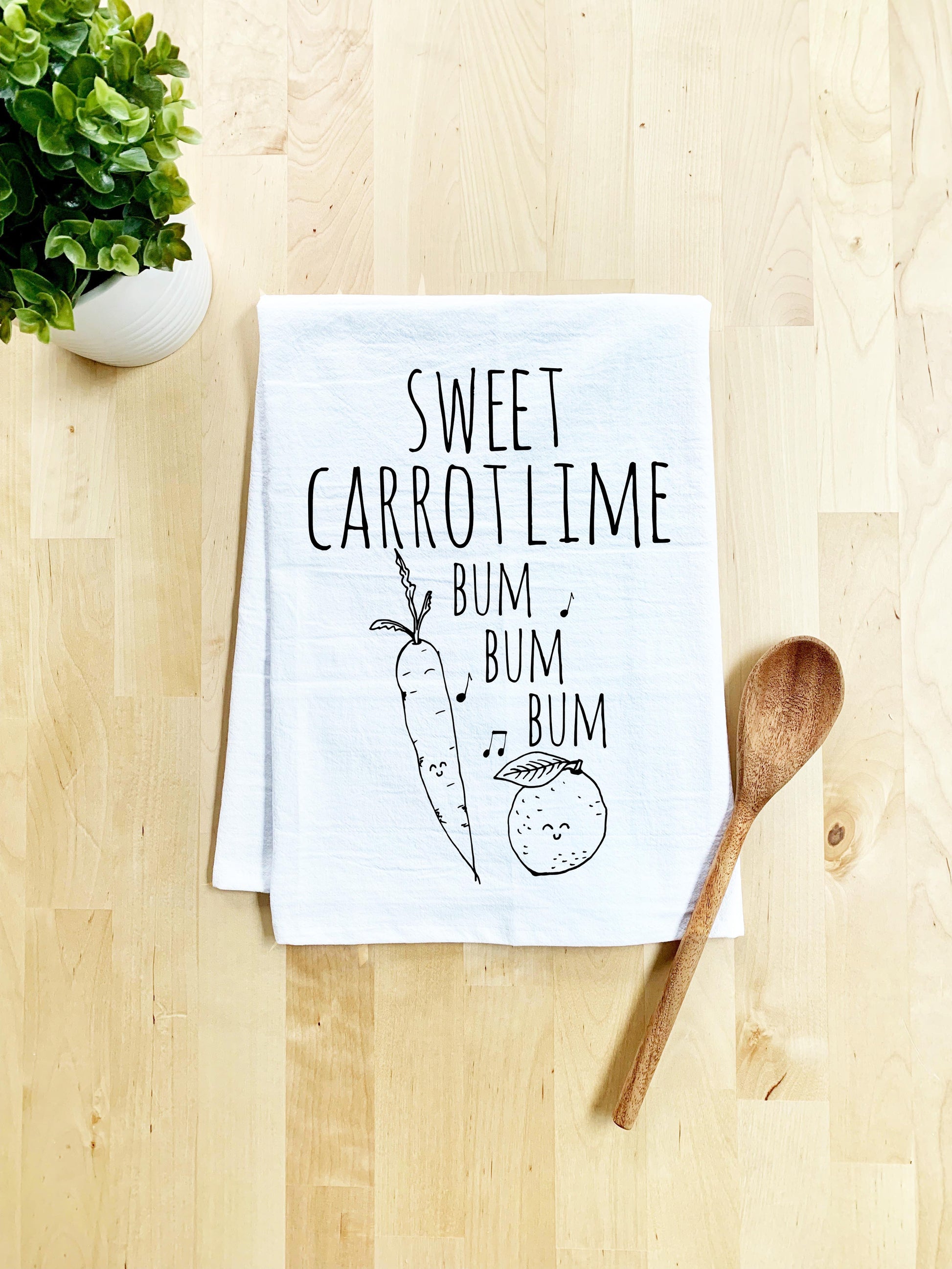 Sweet Carrot Lime Dish Towel - White Or Gray - MoonlightMakers