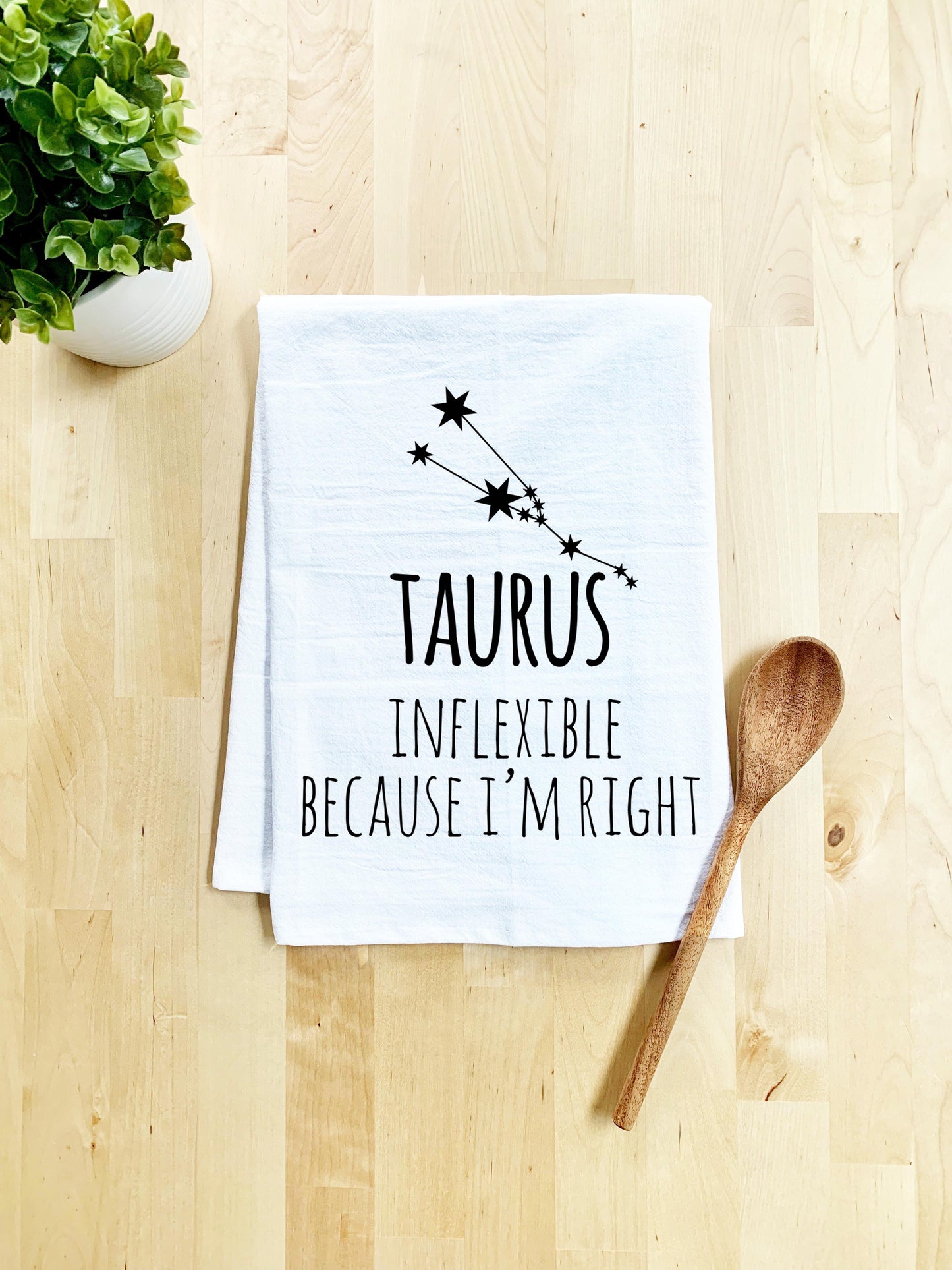 Taurus Zodiac (Inflexible Because I'm Right) Dish Towel - White Or Gray - MoonlightMakers