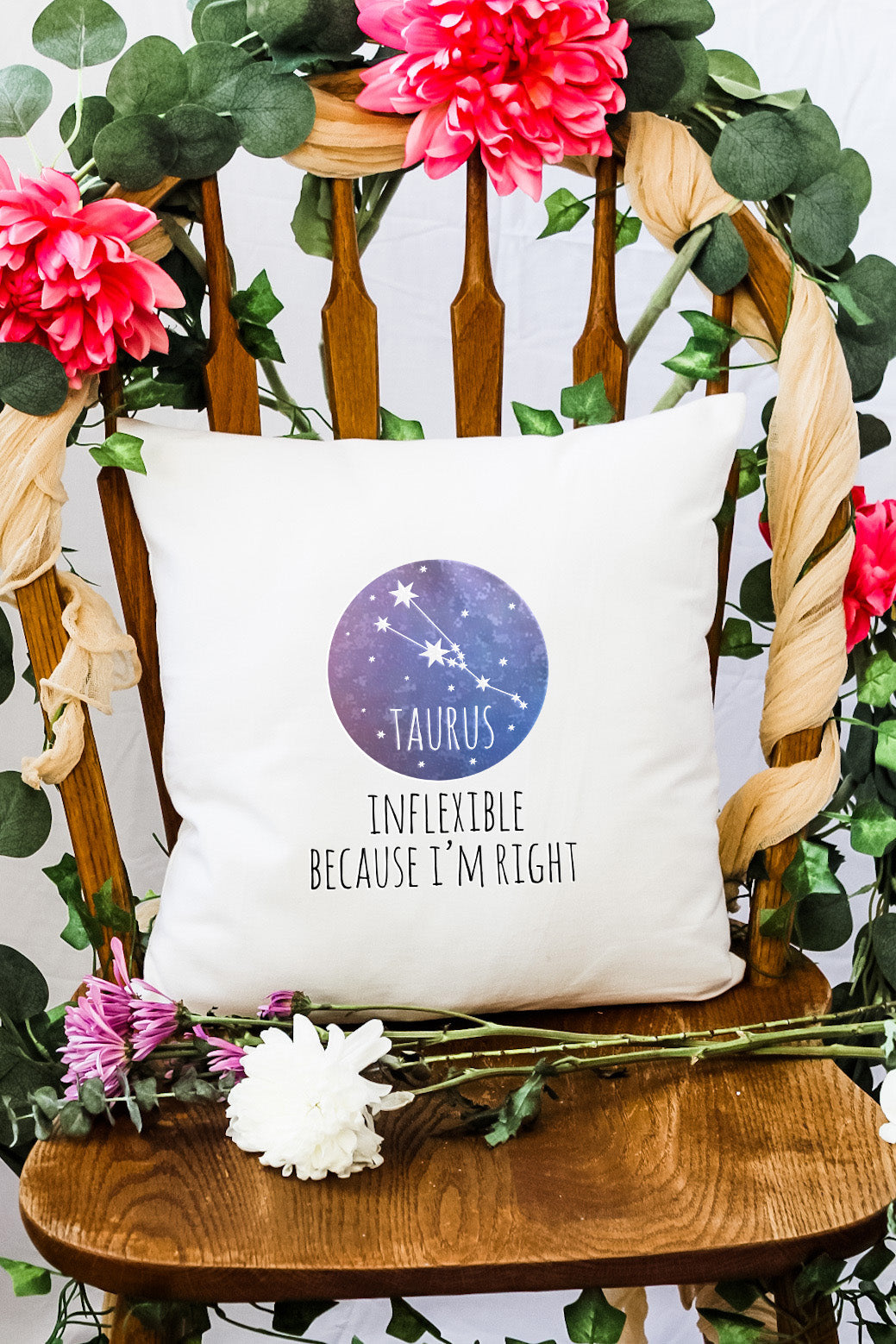Taurus (Inflexible Because I'm Right) - Decorative Throw Pillow - MoonlightMakers