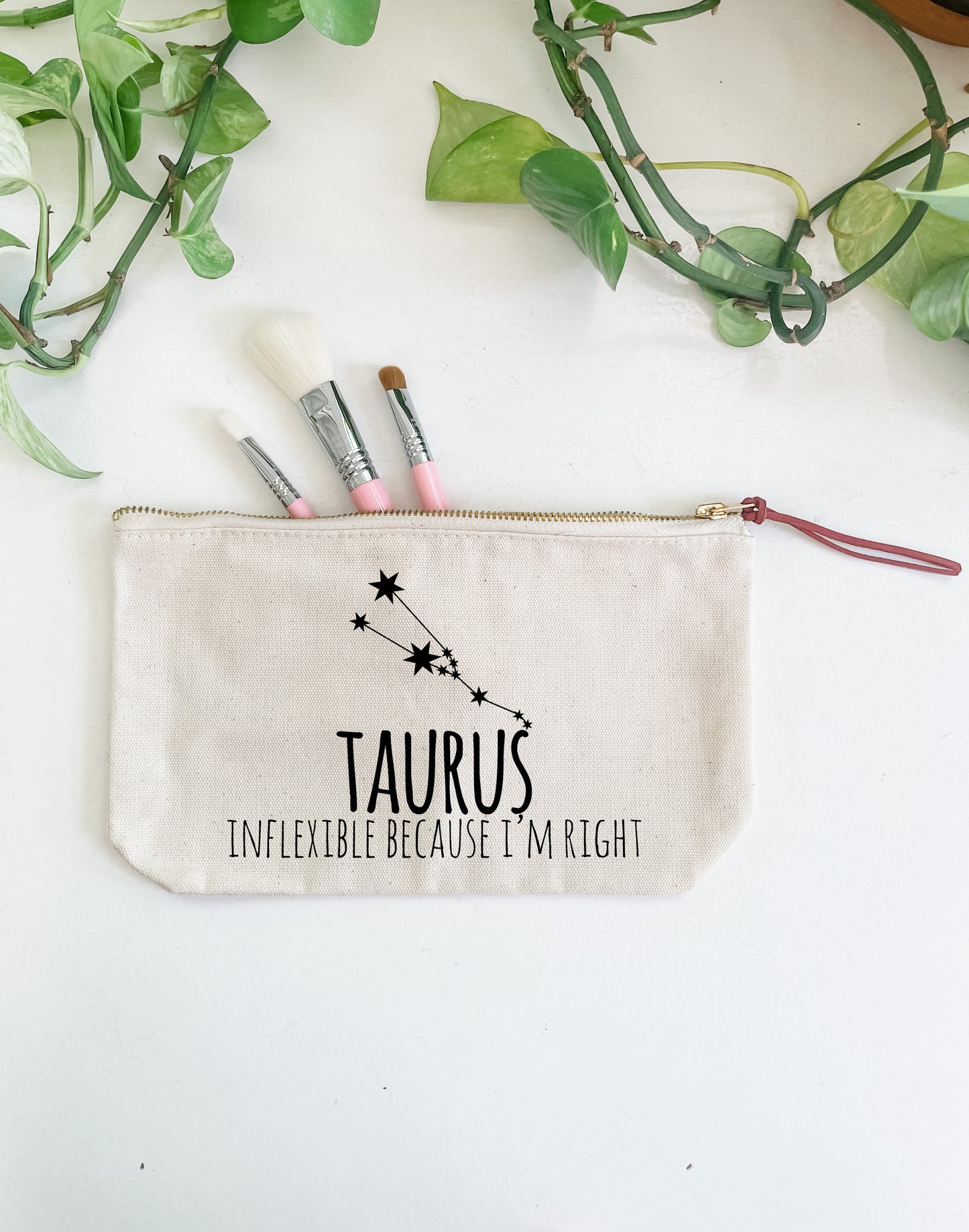 Taurus (Signs Of The Zodiac) - Canvas Zipper Pouch