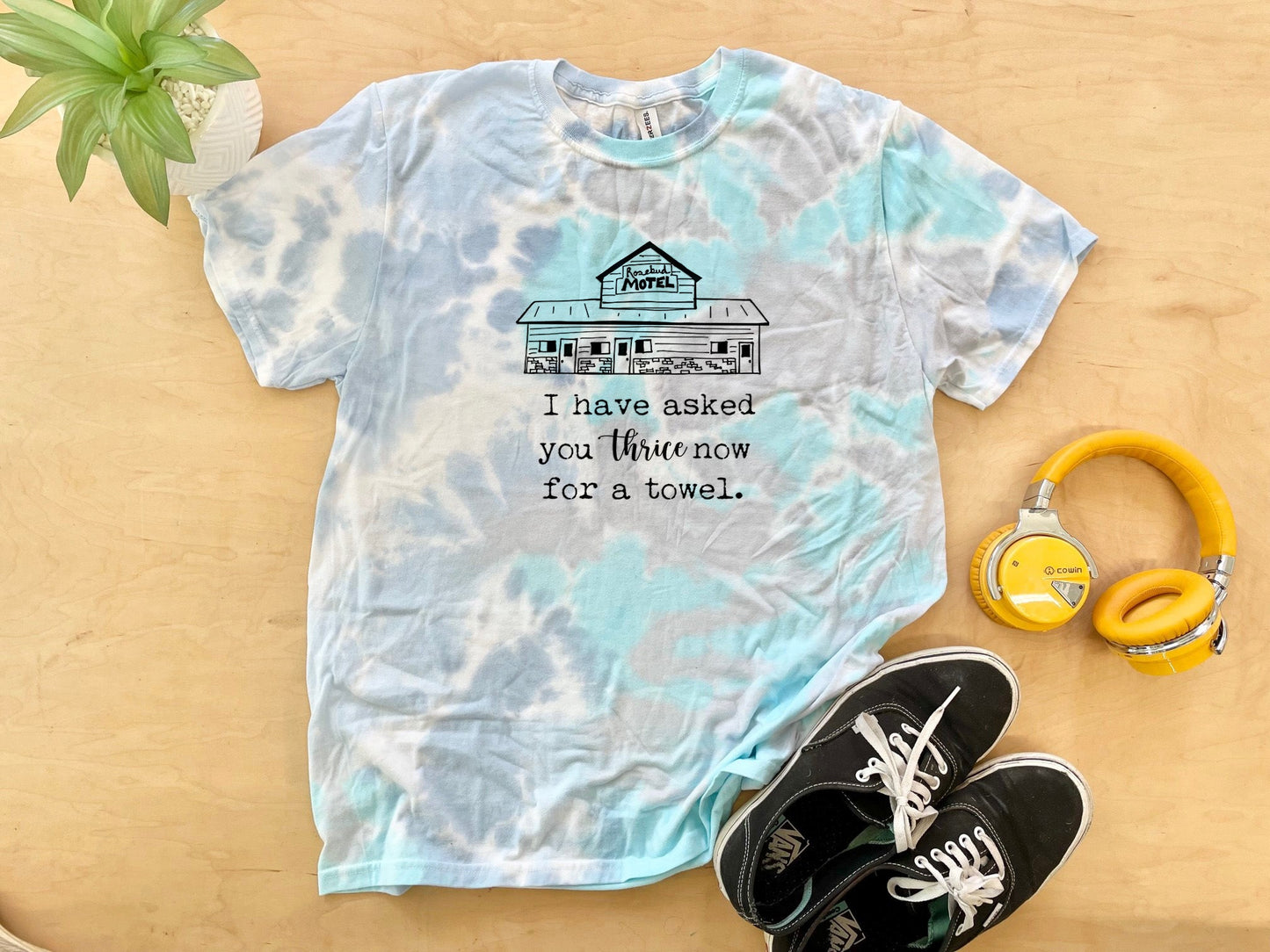 I've Asked You Thrice Now For A Towel - Mens/Unisex Tie Dye Tee - Blue