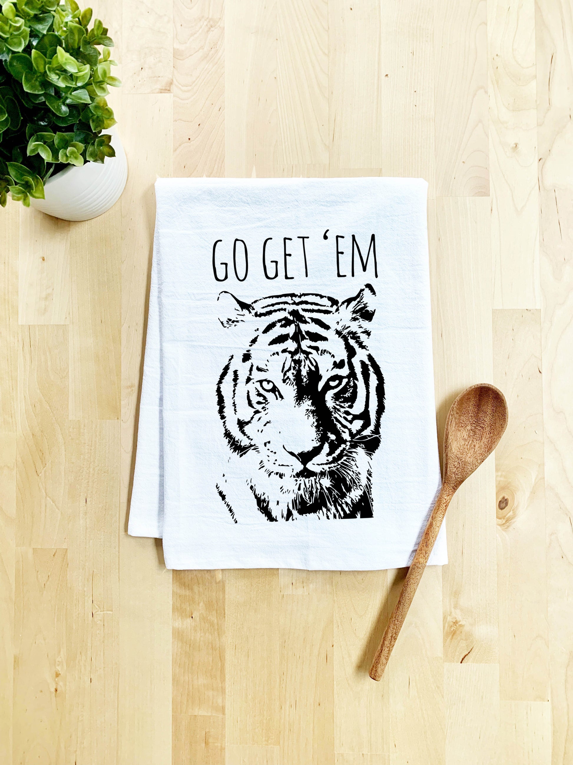 Go Get 'Em Tiger, Dish Towel - White Or Gray - MoonlightMakers