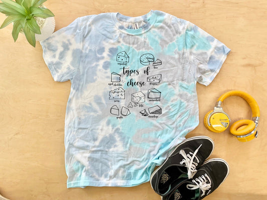 Types of Cheese - Mens/Unisex Tie Dye Tee - Blue