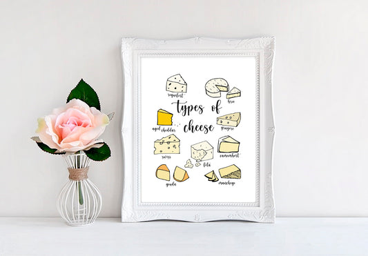 Types Of Cheese - 8"x10" Wall Print - MoonlightMakers