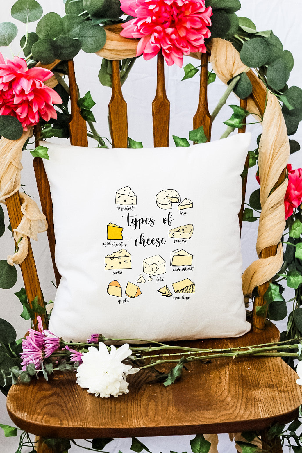 Types Of Cheese - Decorative Throw Pillow - MoonlightMakers