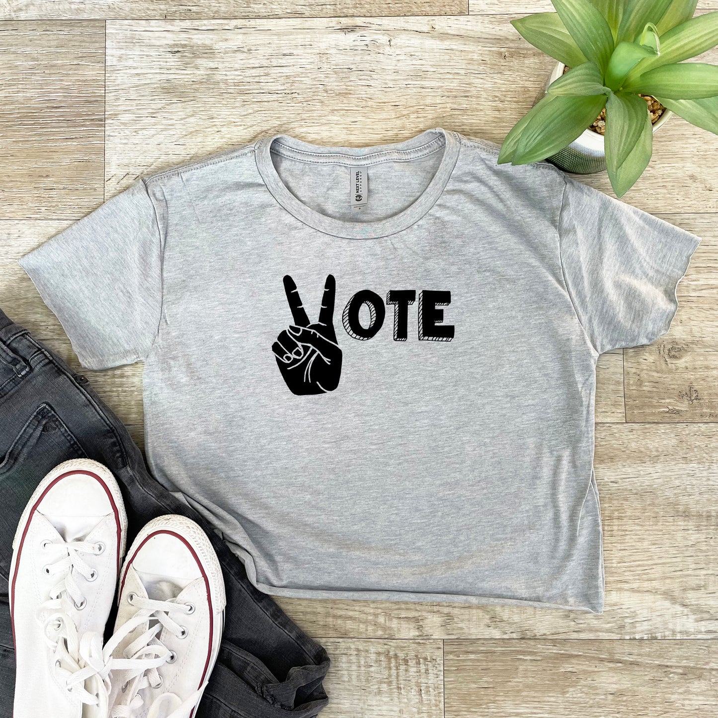 Vote - Women's Crop Tee - Heather Gray or Gold