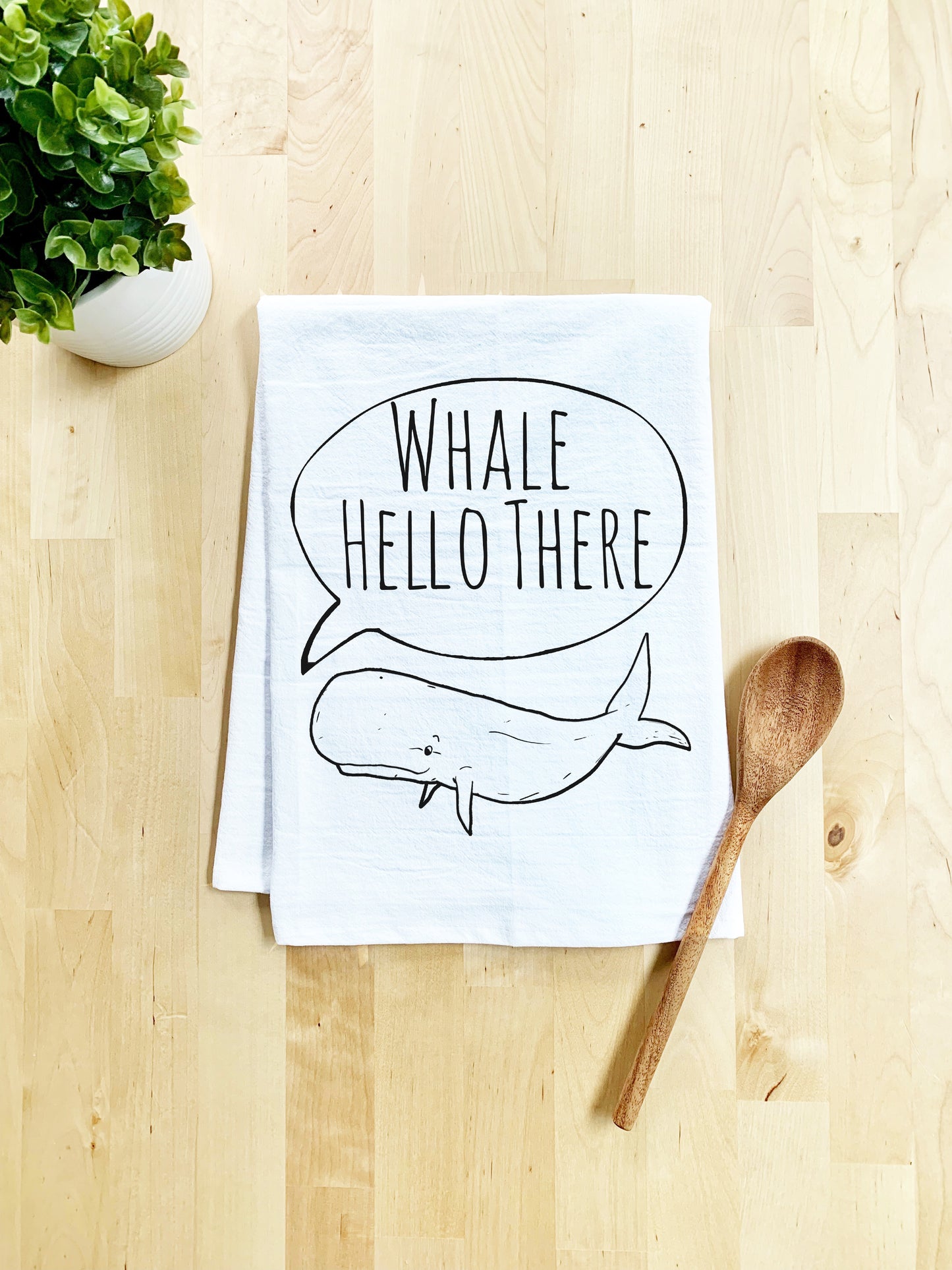 Whale Hello There Dish Towel - White Or Gray - MoonlightMakers