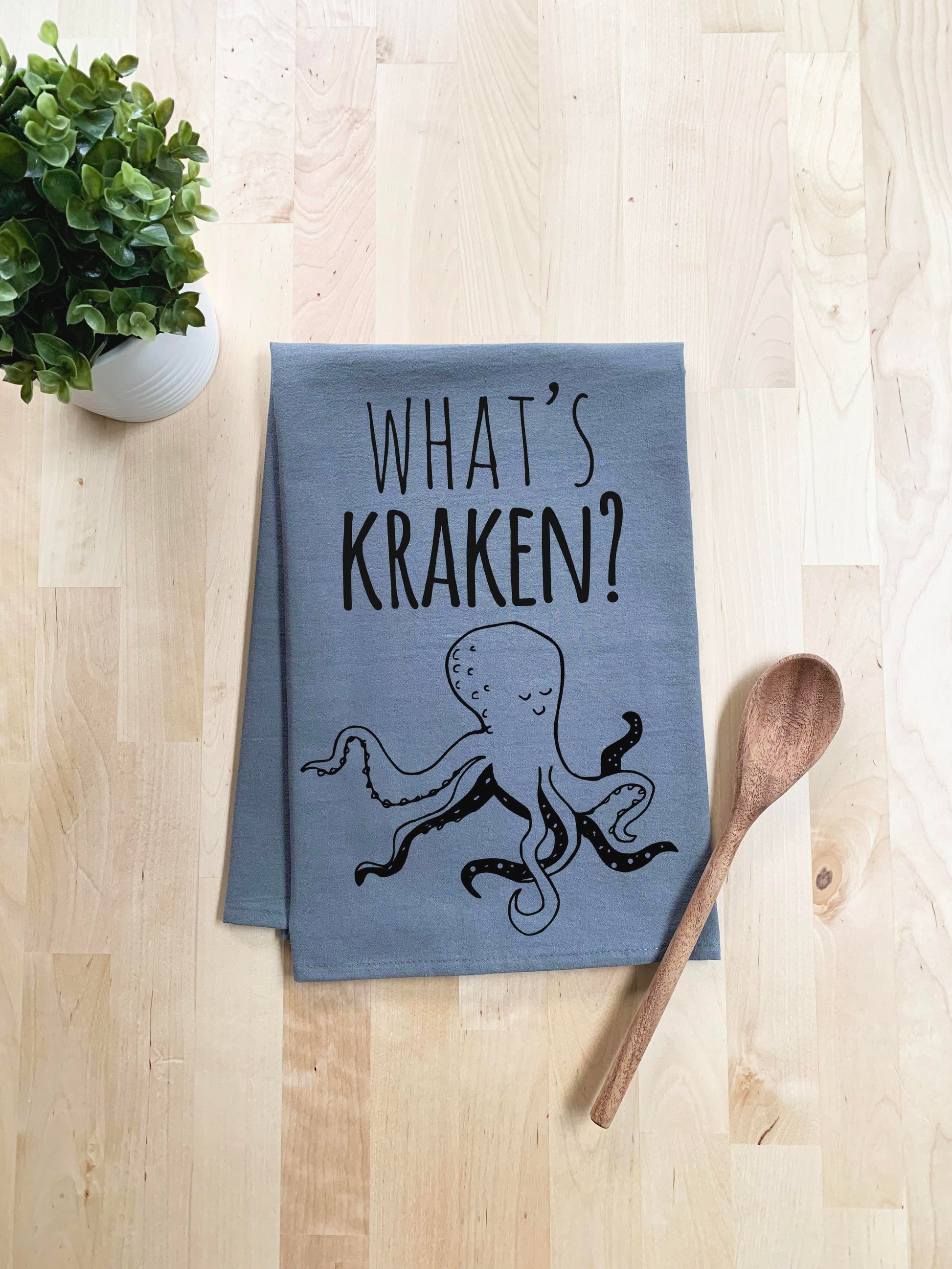 What's Kraken - Dish Towel - White Or Gray - MoonlightMakers