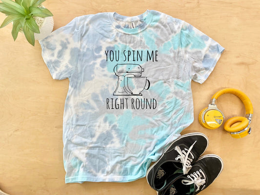 You Spin Me Right Round (Mixer) - Mens/Unisex Tie Dye Tee - Blue
